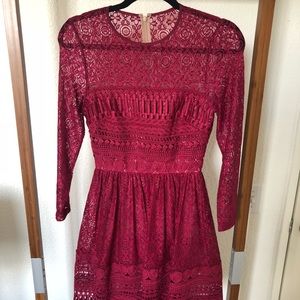 ASOS Red Lace Skater Dress US 0